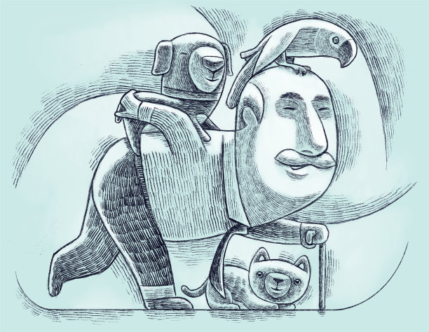 老人带着宠物狗图片下载