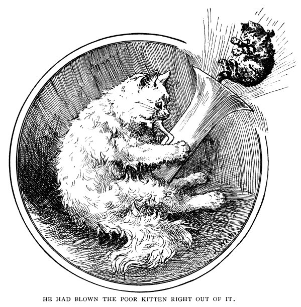 小猫被吹出大号由一只大猫-路易斯韦恩雕刻图片下载