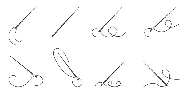 线形的针。矢量插图刺绣和剪裁符号。图片下载