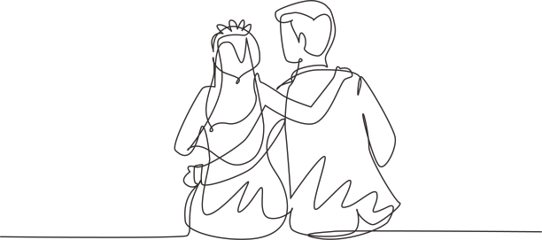 连成一线的夫妻在画图片下载