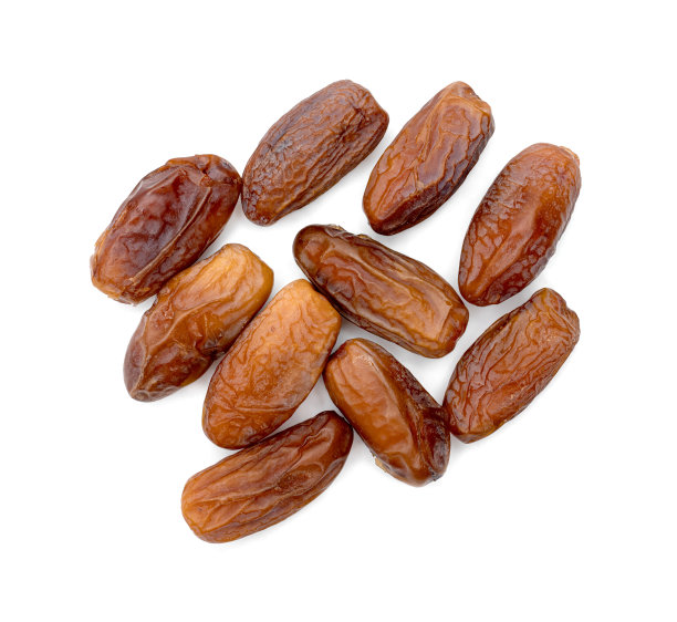 白色背景上隔离的干枣椰图片下载