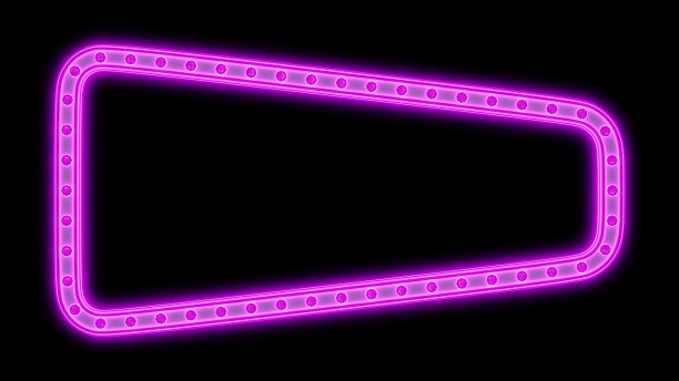 复古的粉红色框架霓虹夜灯发光的背景。三维渲染图片下载