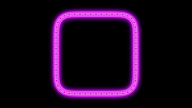 复古的粉红色框架霓虹夜灯发光的背景。三维渲染图片下载