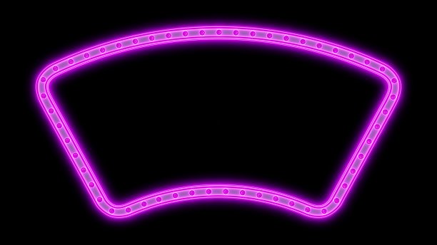 复古的粉红色框架霓虹夜灯发光的背景。三维渲染图片下载