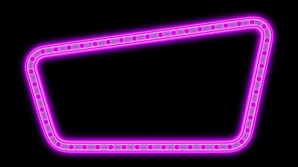 复古的粉红色框架霓虹夜灯发光的背景。三维渲染图片下载