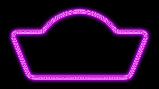 复古的粉红色框架霓虹夜灯发光的背景。三维渲染图片下载