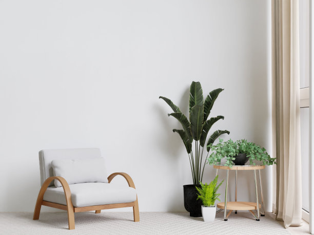 一个舒适，现代，简约的客厅设计的3D插图图片下载