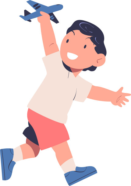 小男孩正在玩玩具飞机图片下载