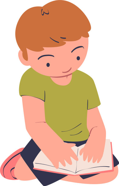 小男孩坐在那儿看书图片下载