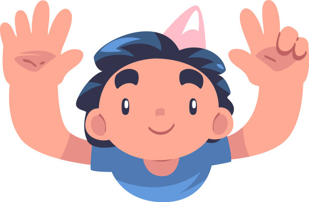 快乐的男孩举起双手图片下载