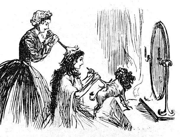 女仆会照顾女士的头发，也会照顾贵宾犬的背部图片下载