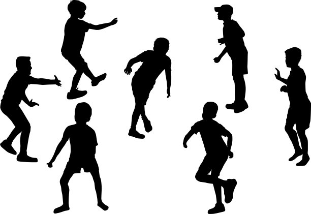 矢量剪影的儿童在白色的背景。图片下载