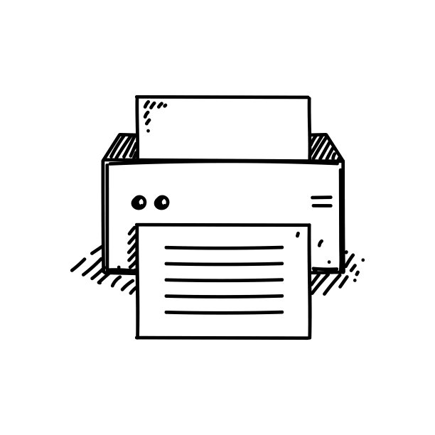 打印机线条图标，草图设计，像素完美，可编辑的笔画。办公用品，纸张，复印。图片下载