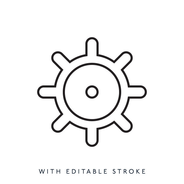 帆船方向盘线图标可编辑的笔划图片下载