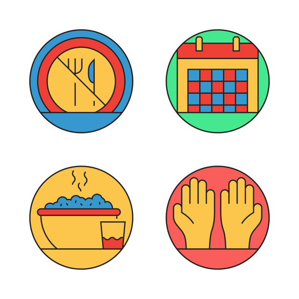 斋月相关的线条图标。轮廓符号矢量图图片下载