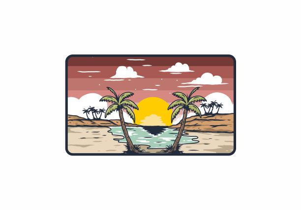 复古海湾海滩图图片下载