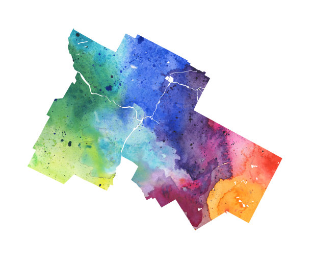 安大略省圭尔夫市轮廓的水彩图。光栅插图。图片下载