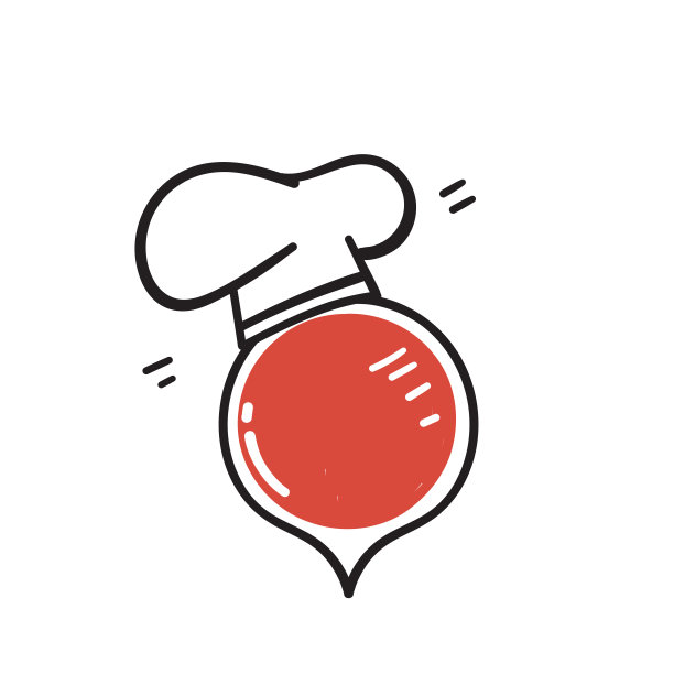 手绘涂鸦GPS别针与厨师帽子插图矢量隔离图片下载