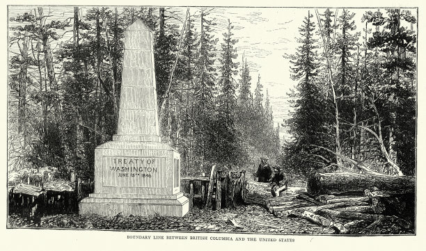 加拿大和美国的边界，边界和纪念碑，不列颠哥伦比亚省，1870年代，维多利亚，19世纪图片下载
