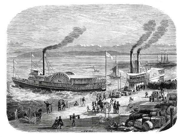 旧金山港的码头上有一艘明轮船图片下载