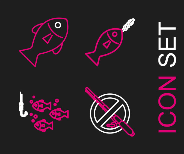 不钓鱼，钓鱼钩在水下有，上和图标。向量图片下载