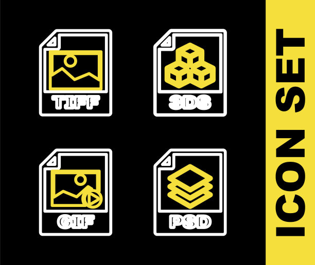 设置行3DS文件文档，PSD, GIF和TIFF图标。向量图片下载