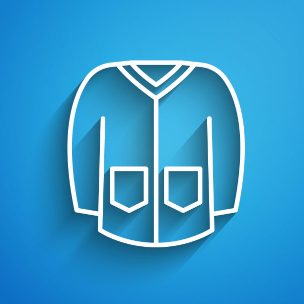 蓝色背景上的毛衣图标，长阴影，套头衫标志，矢量图图片下载