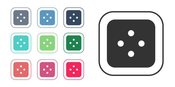 黑色缝纫按钮的衣服图标孤立的白色背景。服装按钮。设置图标彩色。向量图片下载