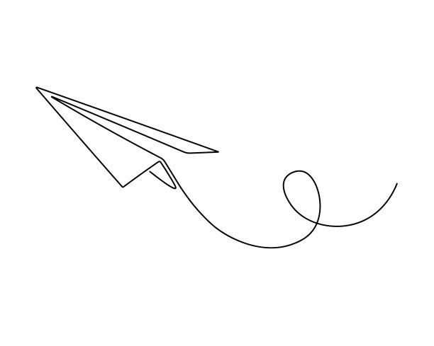 连续单线绘制孤立矢量物体纸飞机正在飞行。图片下载