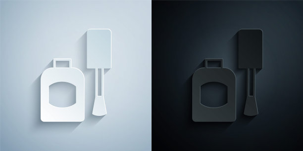 剪纸瓶指甲油图标孤立在灰色和黑色的背景。纸艺风格。向量图片下载