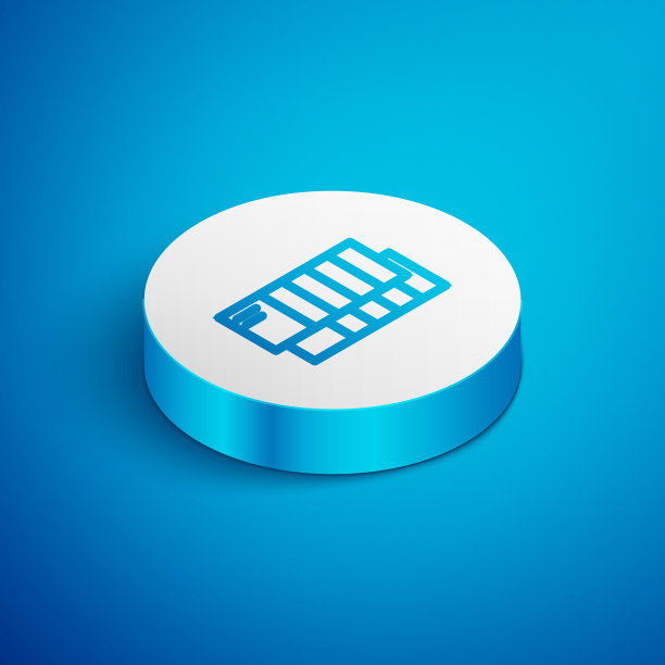 等距线潘通调色板书色板油漆图标孤立的蓝色背景。彩虹彩通漆桌。白色圆圈按钮。向量图片下载