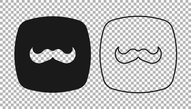 黑色胡子图标隔离在透明的背景。理发店的标志。面部毛发类型。向量图片下载