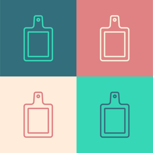 波普艺术线切割板图标孤立的颜色背景。砧板符号。向量图片下载