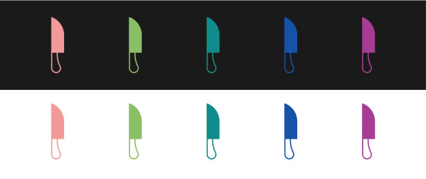 设置刀图标孤立的黑色和白色的背景。餐具的象征。向量图片下载