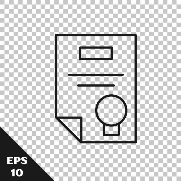 黑线证书模板图标隔离在透明的背景。成就，奖励，学位，授予，文凭的概念。矢量图图片下载