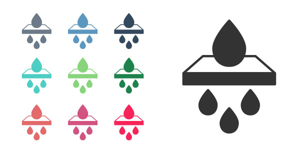 黑水滤芯图标隔离在白色背景。设置图标彩色。向量图片下载