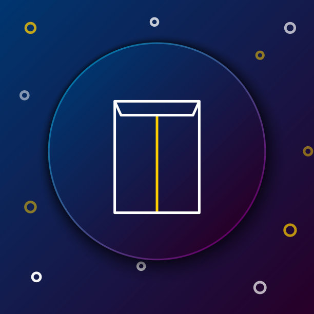 白色和黄色线信封图标隔离在深蓝色的背景。邮件消息字母符号。色彩缤纷的轮廓概念。矢量图图片下载