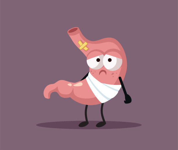 伤害胃字符痛苦矢量卡通插图图片下载