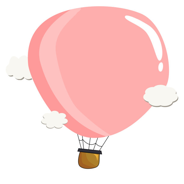 天空中的粉色热气球。概念，情人节，假日度假。最小的风格。图片下载