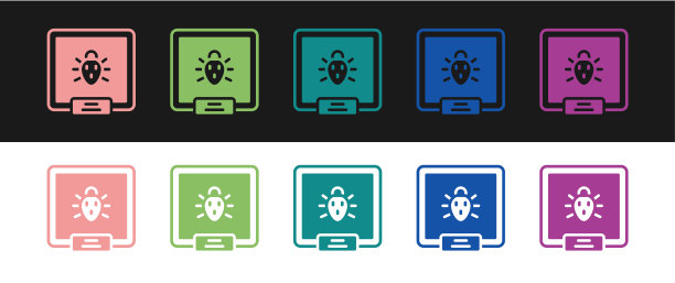 设置科罗拉多甲虫图标孤立的黑色和白色背景。向量图片下载