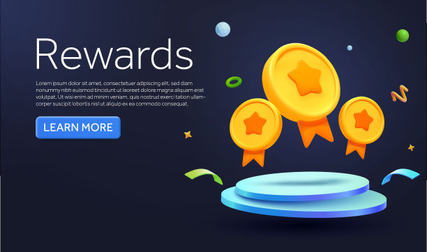 3d漂浮在领奖台上的金牌，五彩纸屑的效果，孤立的背景。横幅模板的奖励，奖品，竞争，获胜者，成就，推广。三维矢量插图。图片下载