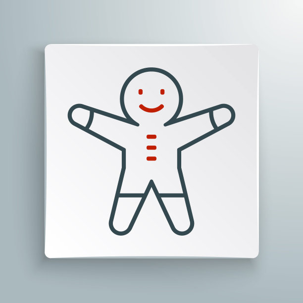 线假日姜饼人饼干图标孤立的白色背景。人形饼干加糖霜。色彩缤纷的轮廓概念。向量图片下载