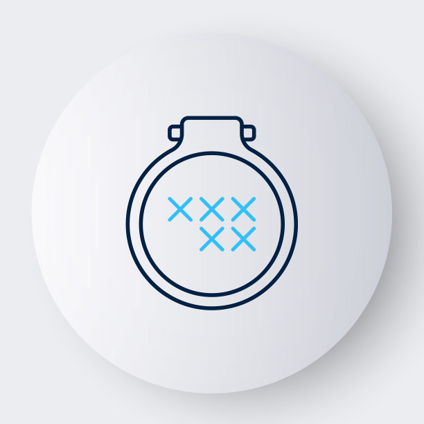 线圆可调刺绣箍图标孤立的白色背景。刺绣用的线和针。色彩缤纷的轮廓概念。向量图片下载