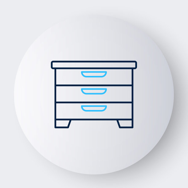 线条柜的抽屉图标孤立的白色背景。色彩缤纷的轮廓概念。向量图片下载