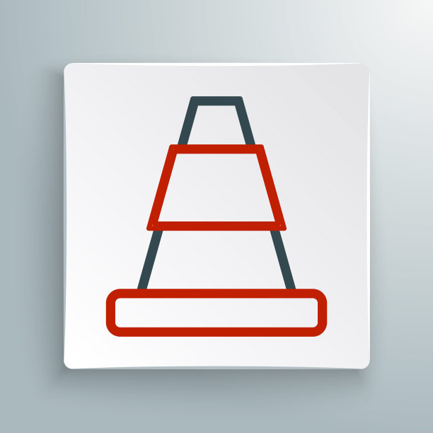 线交通锥图标孤立的白色背景。色彩缤纷的轮廓概念。向量图片下载