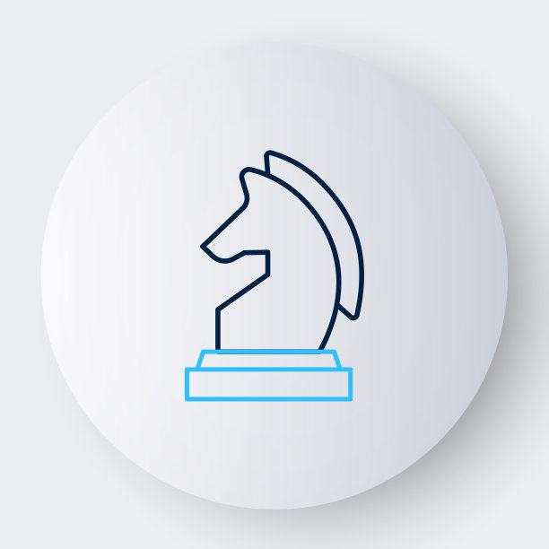 线象棋图标孤立的白色背景。商业策略。游戏、管理、金融。色彩缤纷的轮廓概念。向量图片下载