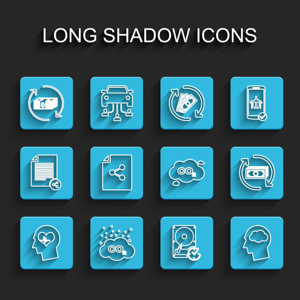 设置线头部与心跳，二氧化碳排放在云，退款，硬盘驱动器顺时针，轮廓，共享文件，和图标。向量图片下载