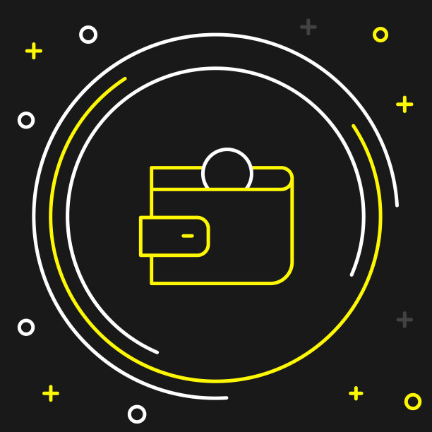 线钱包图标孤立的黑色背景。钱包图标。现金储蓄符号。色彩缤纷的轮廓概念。向量图片下载
