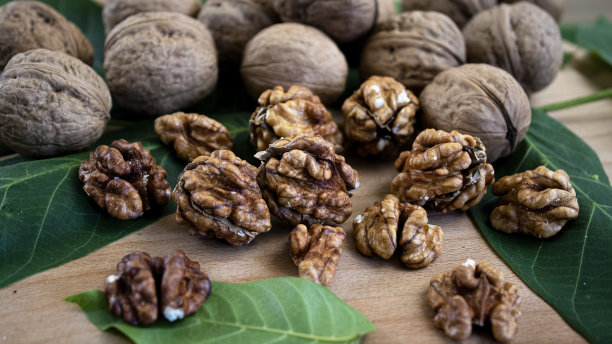 坚果。没有壳的核桃仁。图片下载