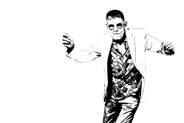 一个有趣的老人跳舞的素描图片下载